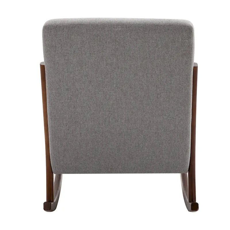 Fauteuil à bascule moderne gris à dossier haut de 64,3 cm avec base en bois massif