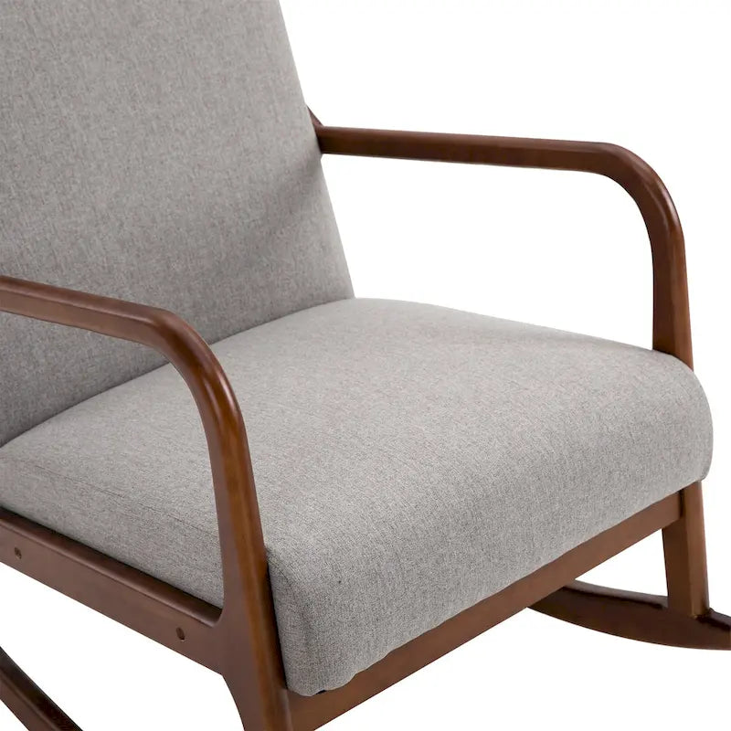 Fauteuil à bascule moderne gris à dossier haut de 64,3 cm avec base en bois massif
