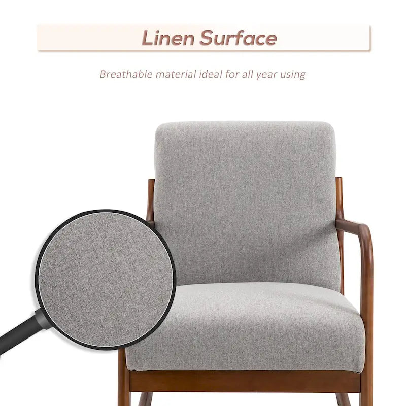 Fauteuil à bascule moderne gris à dossier haut de 64,3 cm avec base en bois massif