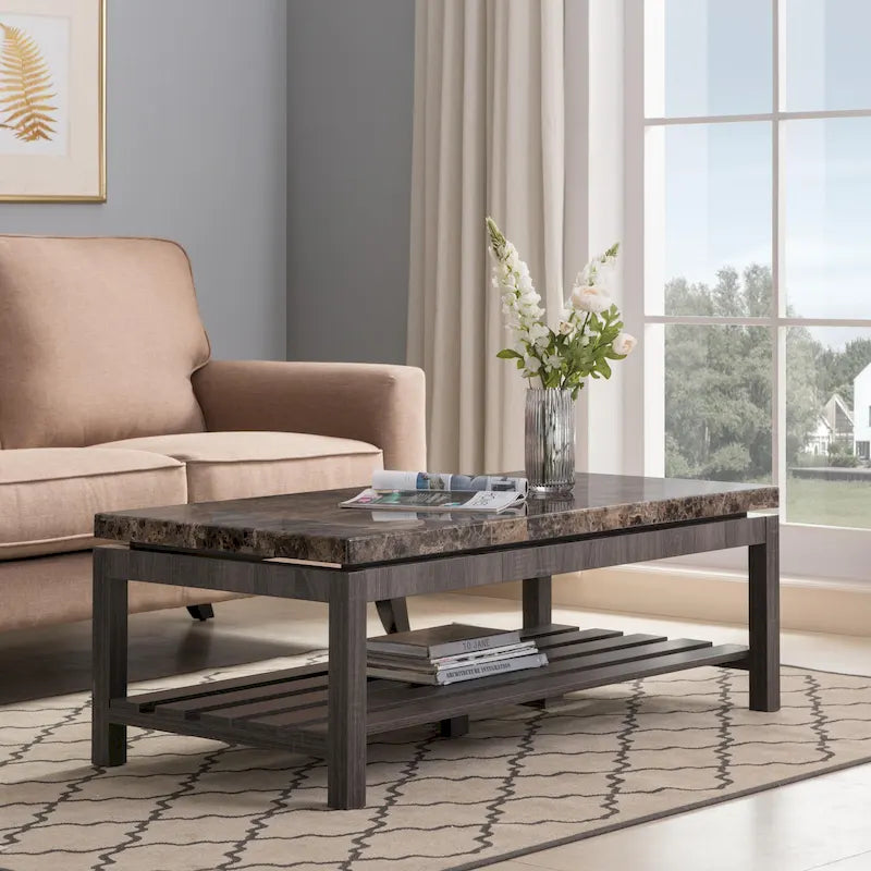 Table basse occasionnelle en faux marbre
