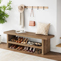 Shoe Bench, Entry Bench For Entryway, Living Room, Oak Brown