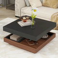 Table basse carrée à 2 niveaux rotative à 360° avec 3 plateaux amovibles