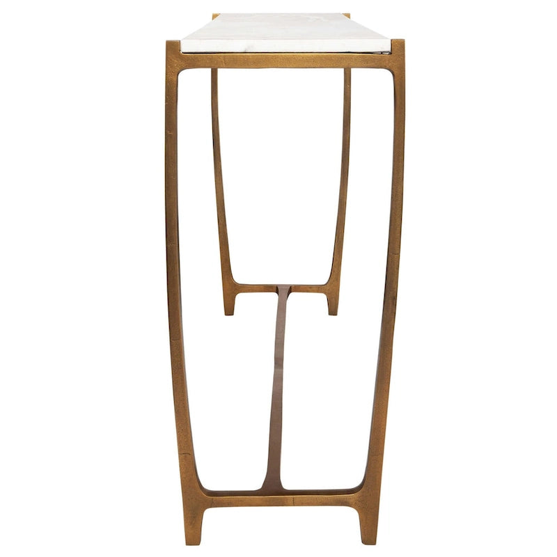 Console en marbre - 120 cm - Blanc et or