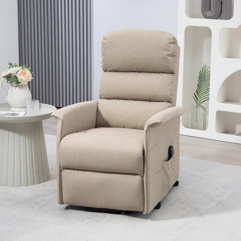 Fauteuil inclinable électrique pour personnes âgées, réglable en tissu, avec télécommande et poches latérales