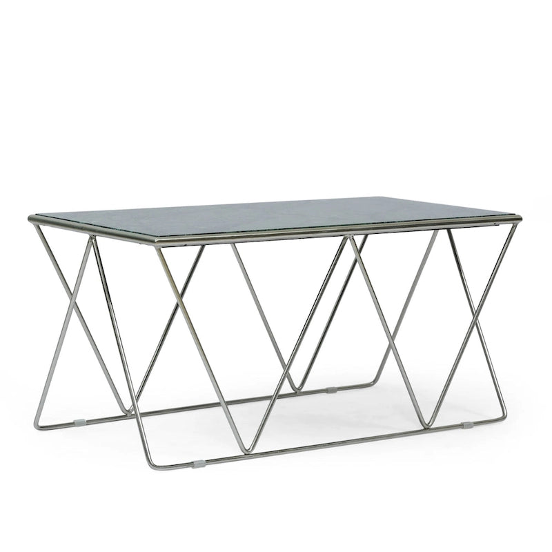 Table basse moderne et glamour fabriquée à la main avec plateau en marbre - 37.00 L x 19.00 W x 18.00 H