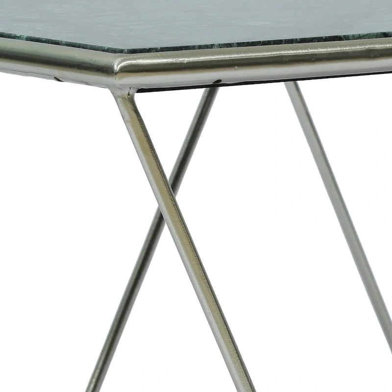 Table basse moderne et glamour fabriquée à la main avec plateau en marbre - 37.00 L x 19.00 W x 18.00 H