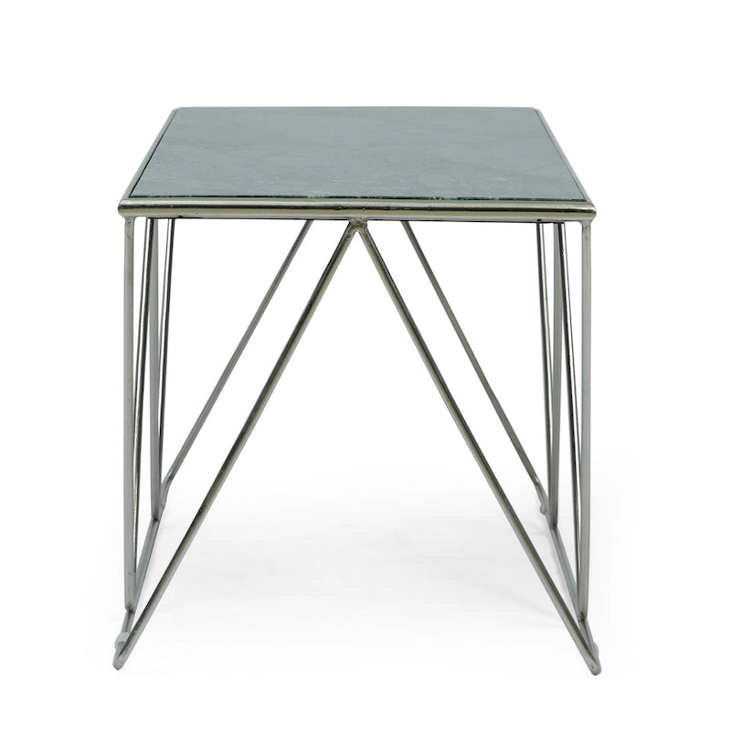 Table basse moderne et glamour fabriquée à la main avec plateau en marbre - 37.00 L x 19.00 W x 18.00 H