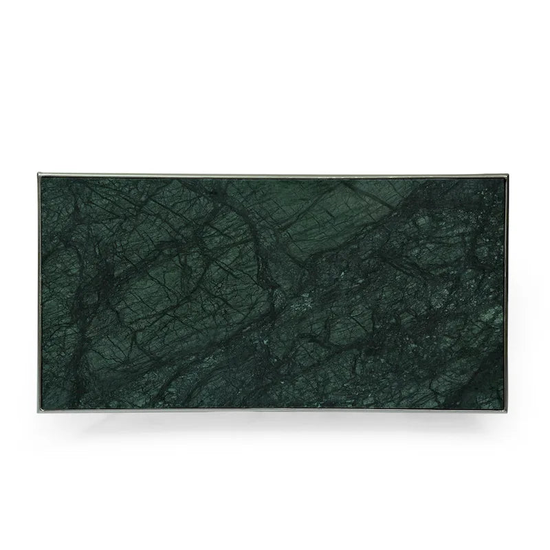 Table basse moderne et glamour fabriquée à la main avec plateau en marbre - 37.00 L x 19.00 W x 18.00 H