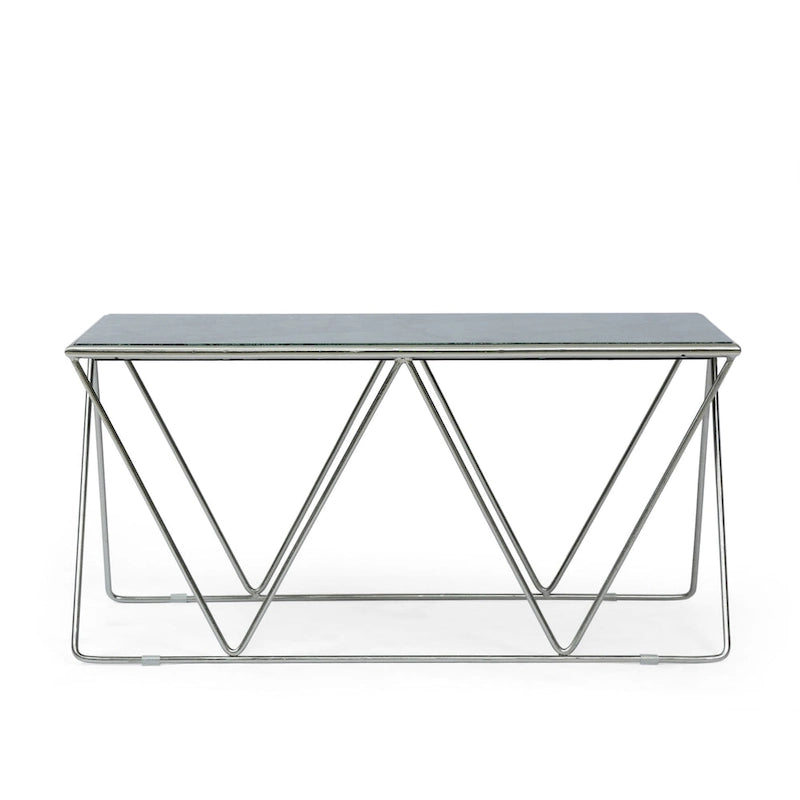 Table basse moderne et glamour fabriquée à la main avec plateau en marbre - 37.00 L x 19.00 W x 18.00 H