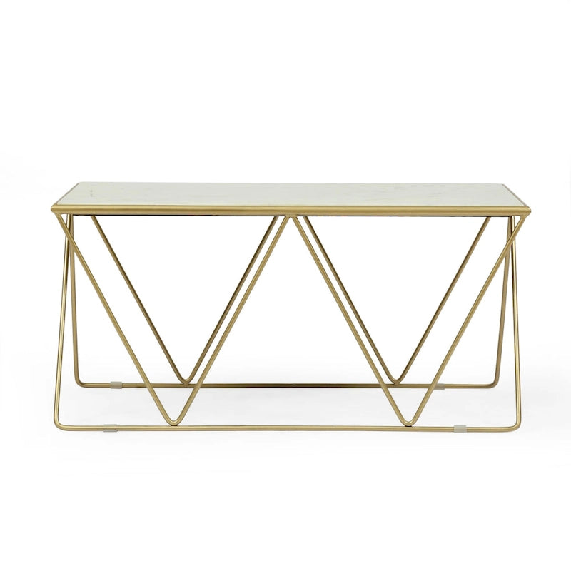 Table basse moderne et glamour fabriquée à la main avec plateau en marbre - 37.00 L x 19.00 W x 18.00 H
