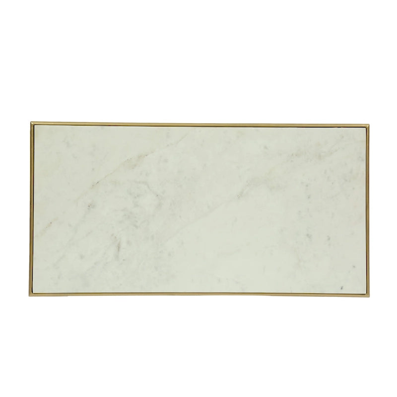 Table basse moderne et glamour fabriquée à la main avec plateau en marbre - 37.00 L x 19.00 W x 18.00 H