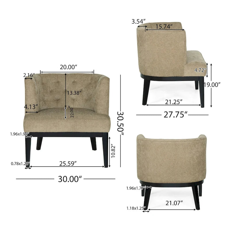 Fauteuil d'appoint capitonné en tissu ou en similicuir par