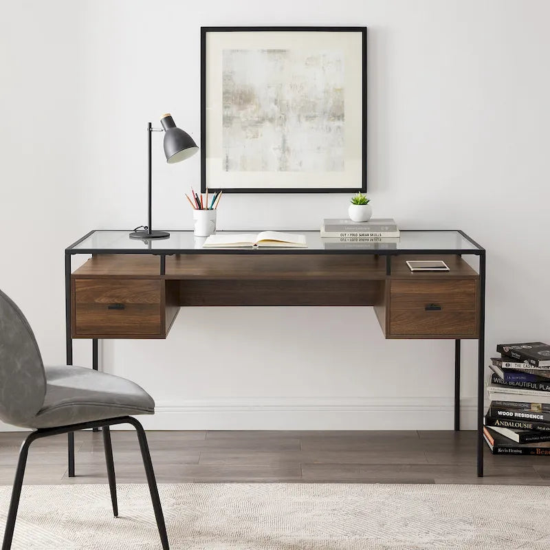 Bureau d'écriture avec plateau en verre de 56 pouces