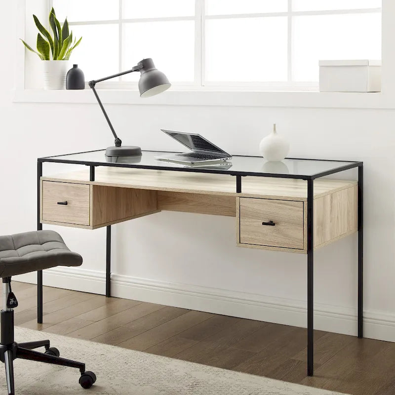 Bureau d'écriture avec plateau en verre de 56 pouces