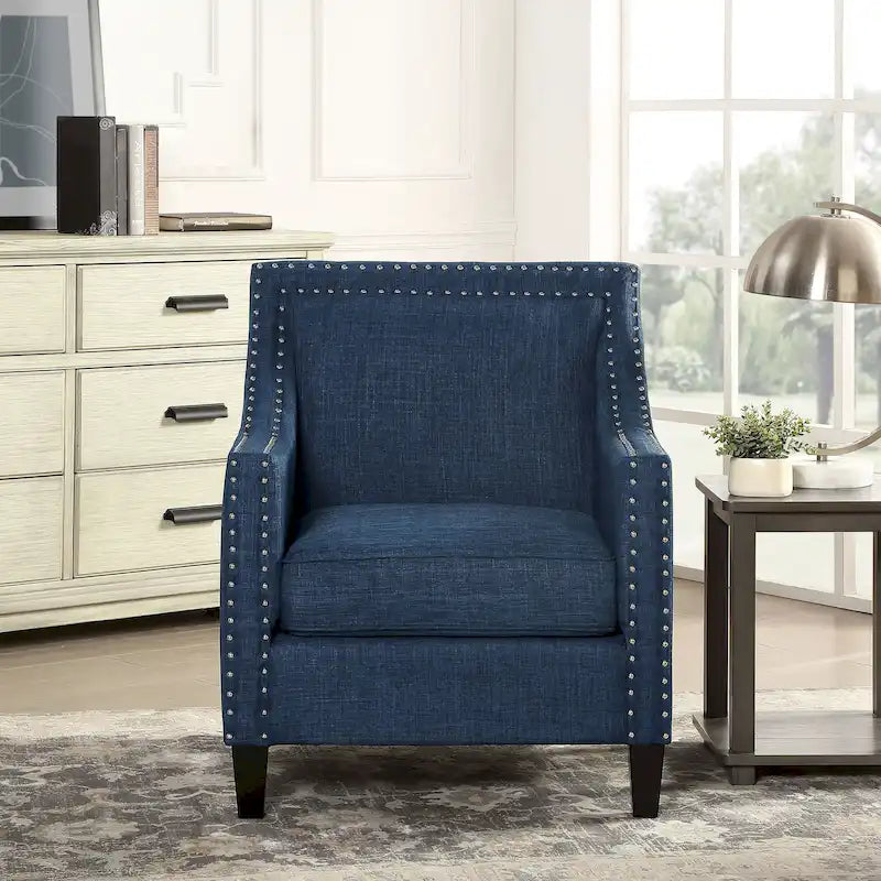 Fauteuil d'appoint Erica avec clous décoratifs chromés