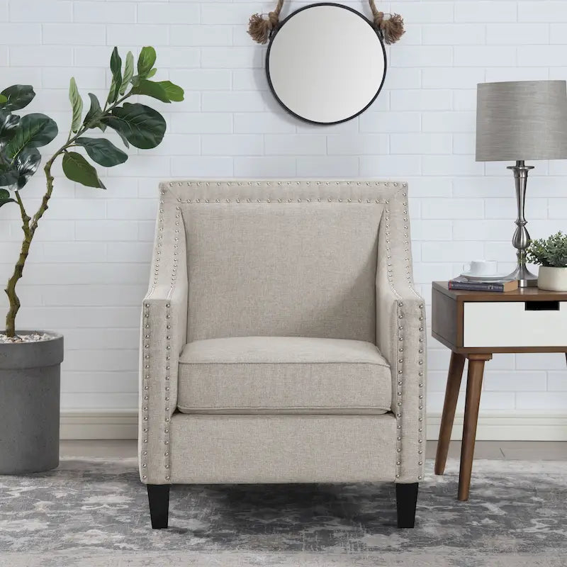 Fauteuil d'appoint Erica avec clous décoratifs chromés