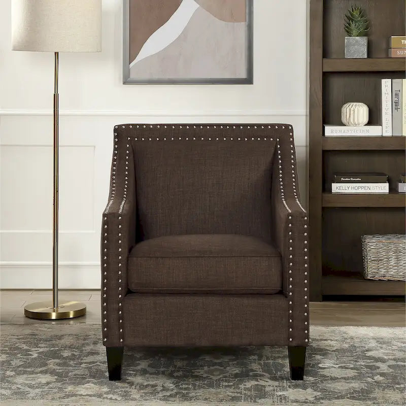 Fauteuil d'appoint Erica avec clous décoratifs chromés