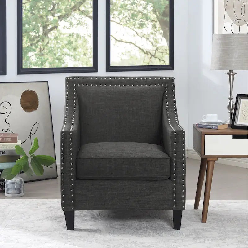 Fauteuil d'appoint Erica avec clous décoratifs chromés