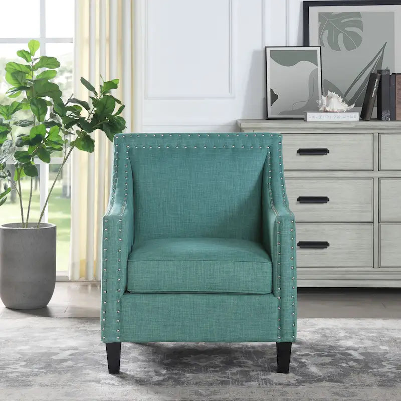 Fauteuil d'appoint Erica avec clous décoratifs chromés