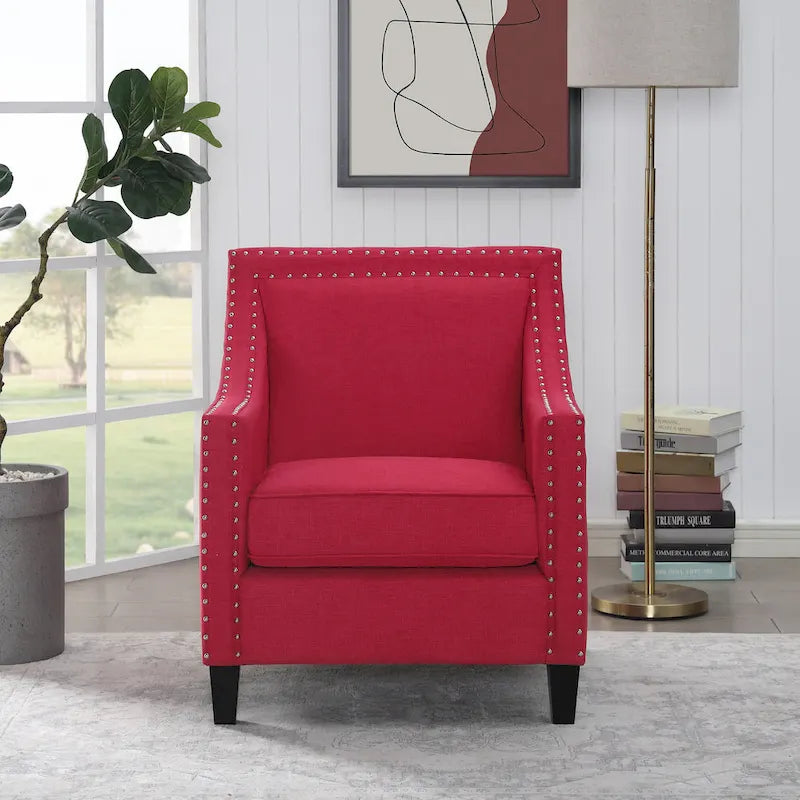 Fauteuil d'appoint Erica avec clous décoratifs chromés