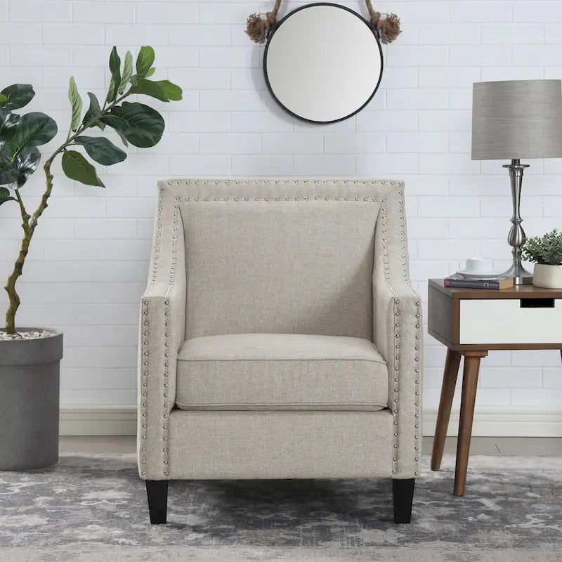 Fauteuil d'appoint Erica avec clous décoratifs chromés