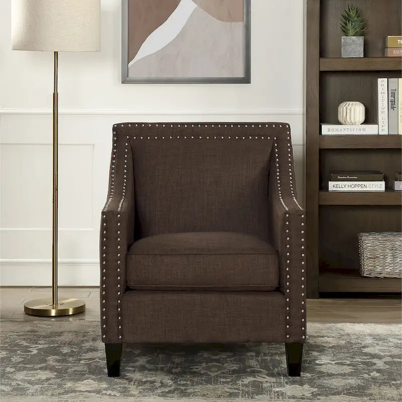 Fauteuil d'appoint Erica avec clous décoratifs chromés
