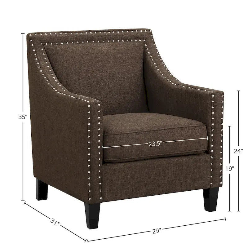 Fauteuil d'appoint Erica avec clous décoratifs chromés