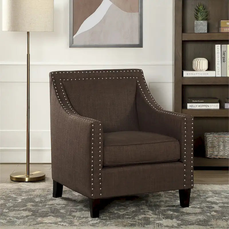 Fauteuil d'appoint Erica avec clous décoratifs chromés