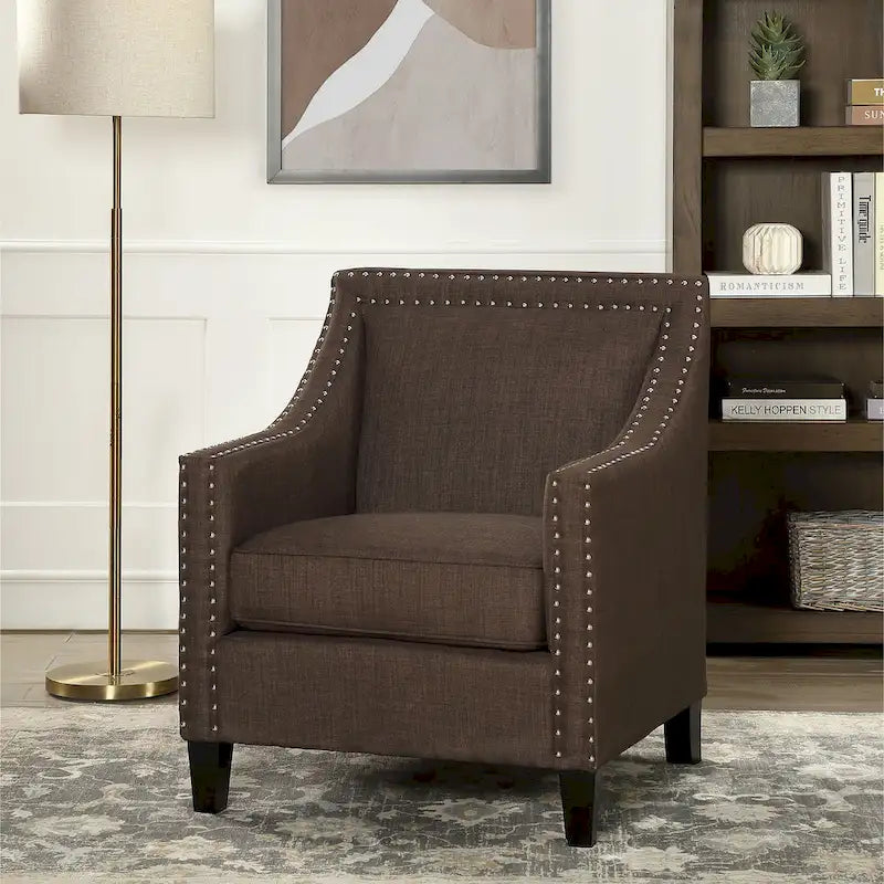 Fauteuil d'appoint Erica avec clous décoratifs chromés