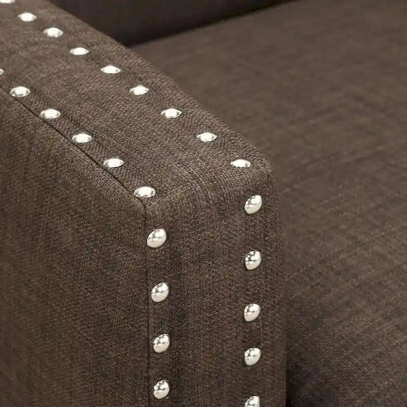 Fauteuil d'appoint Erica avec clous décoratifs chromés