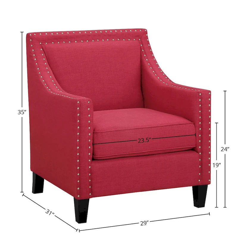 Fauteuil d'appoint Erica avec clous décoratifs chromés
