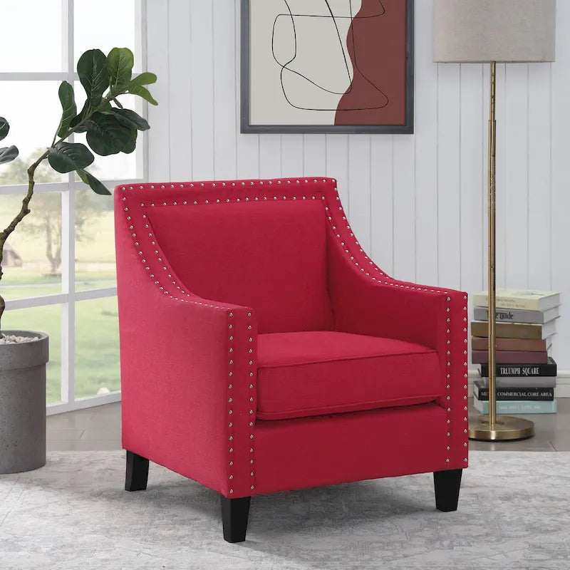 Fauteuil d'appoint Erica avec clous décoratifs chromés