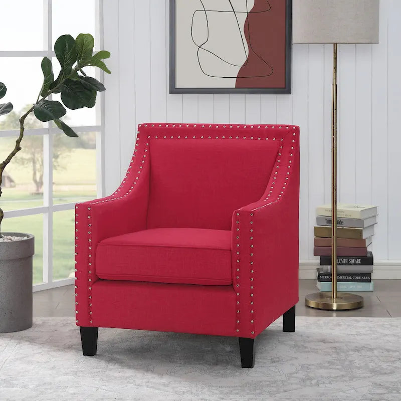 Fauteuil d'appoint Erica avec clous décoratifs chromés