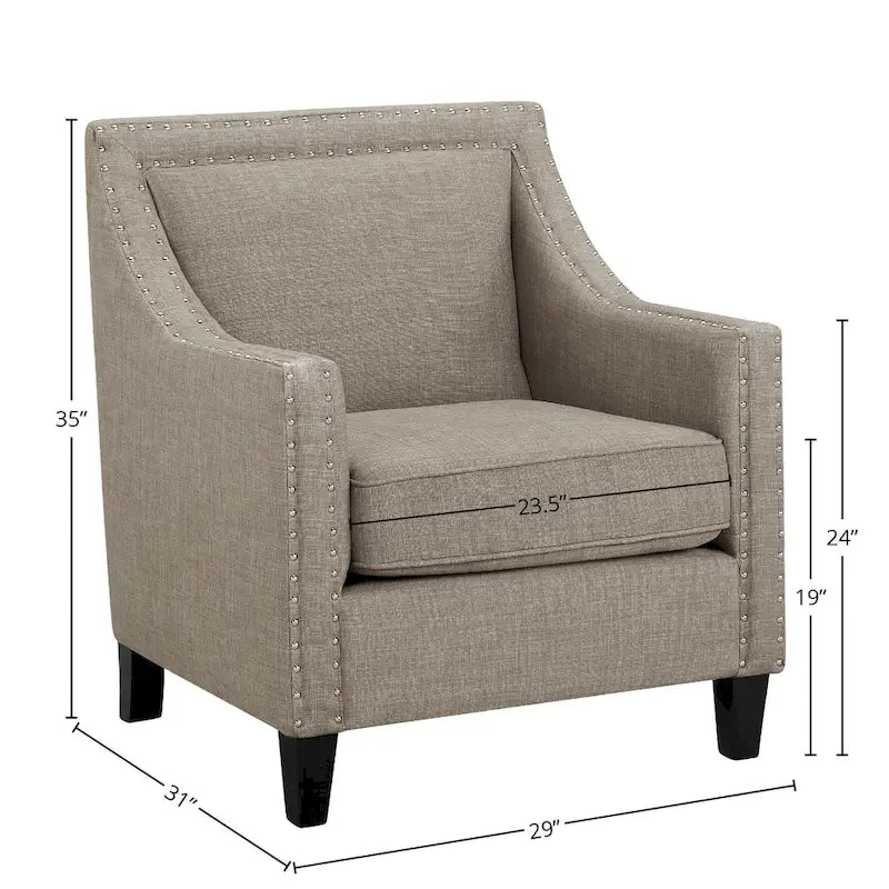 Fauteuil d'appoint Erica avec clous décoratifs chromés