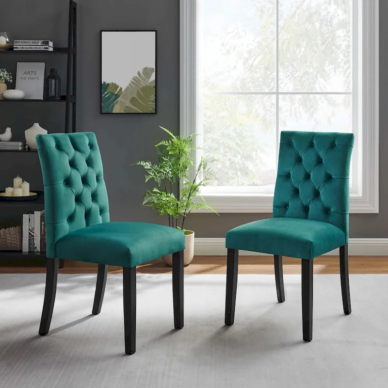 Chaises de salle à manger en velours - Lot de 2