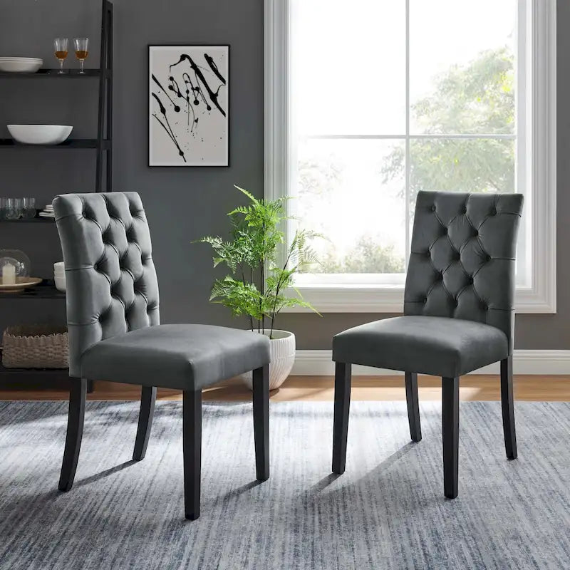 Chaises de salle à manger en velours - Lot de 2