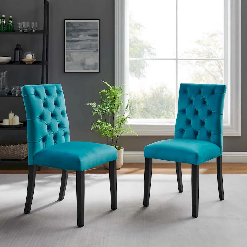 Chaises de salle à manger en velours - Lot de 2