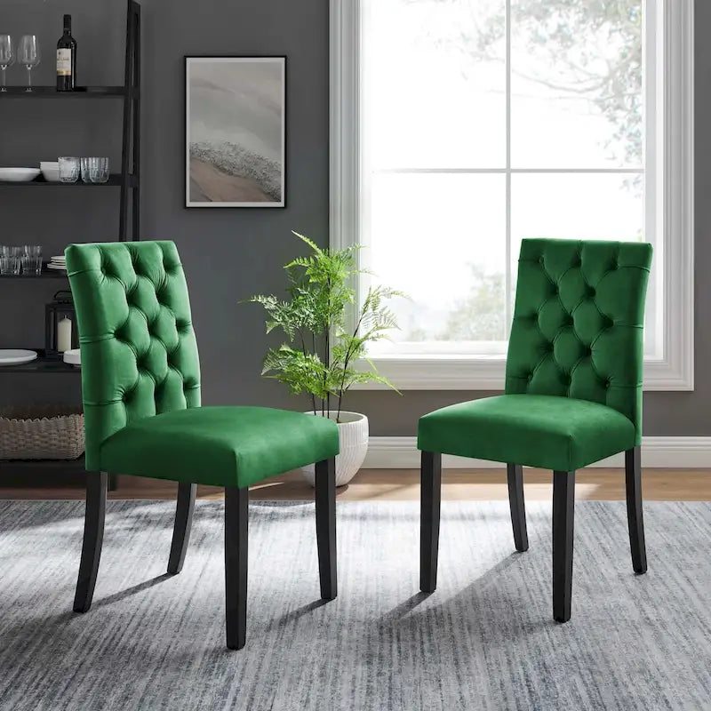 Chaises de salle à manger en velours - Lot de 2