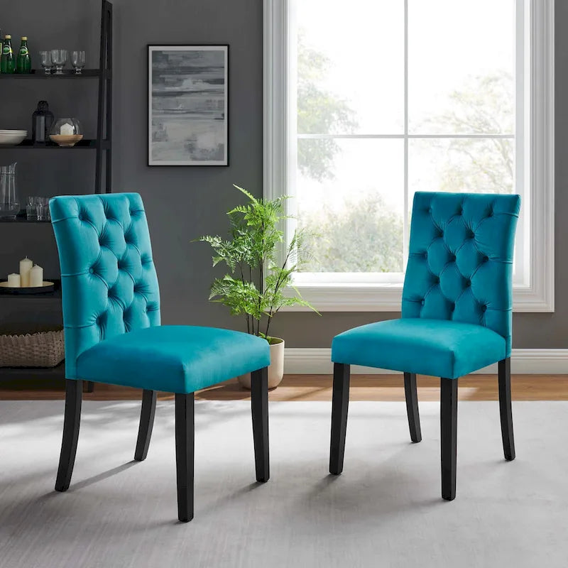 Chaises de salle à manger en velours - Lot de 2