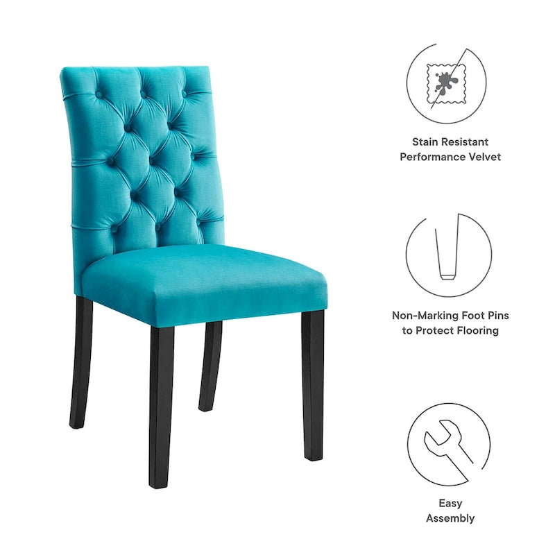 Chaises de salle à manger en velours - Lot de 2