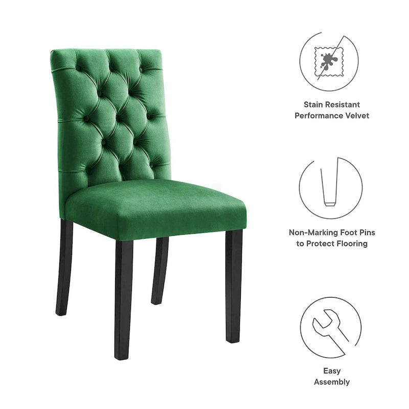Chaises de salle à manger en velours - Lot de 2