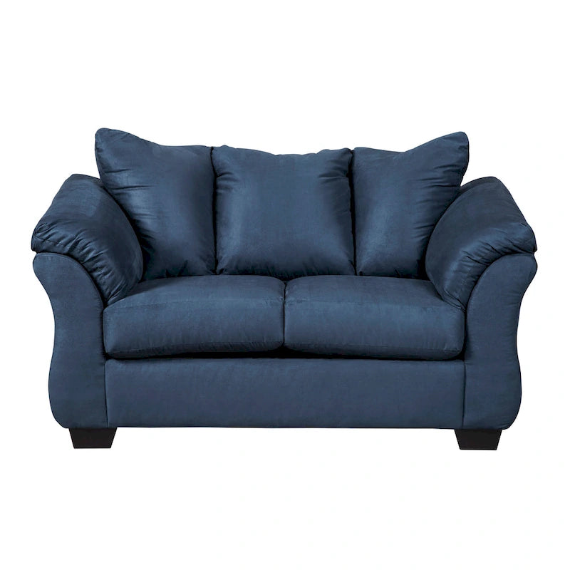 Causeuse dossier oreiller en microfibre bleu marine