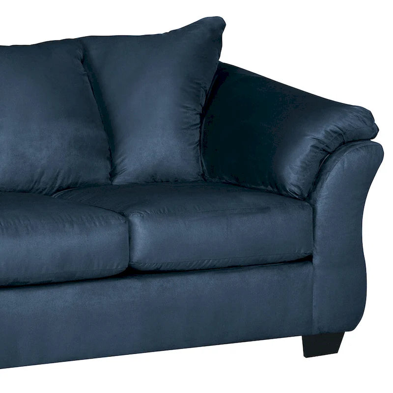 Causeuse dossier oreiller en microfibre bleu marine