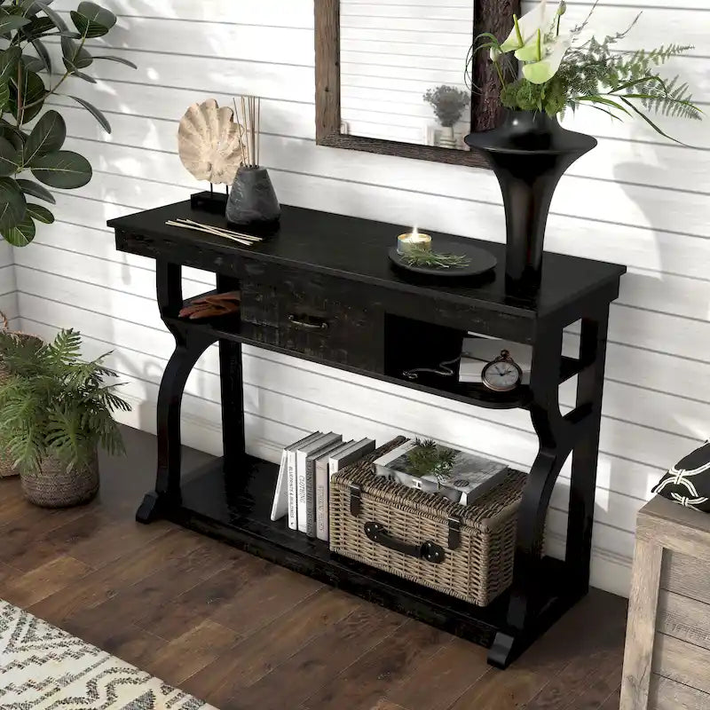 Console de 47 pouces avec 3 étagères ouvertes par
