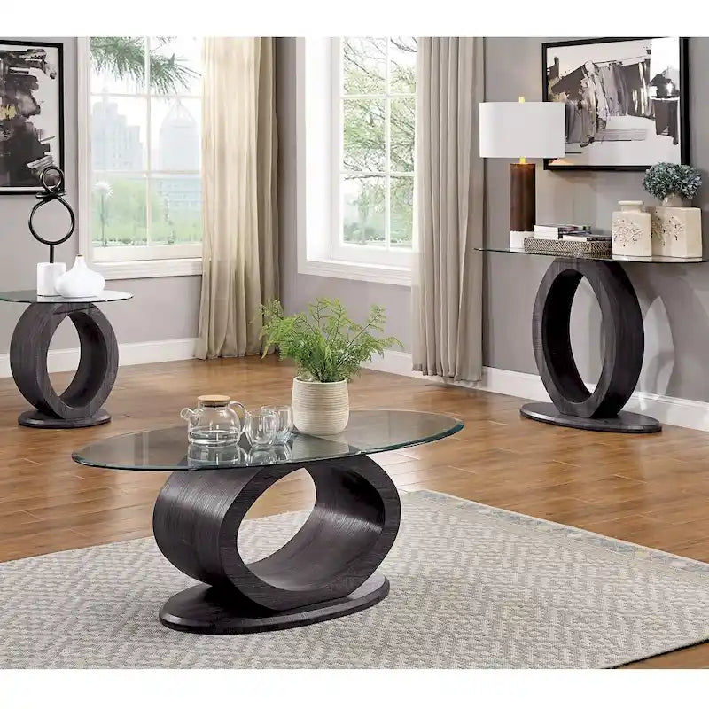 Table d'appoint contemporaine grise en verre de 24 pouces de