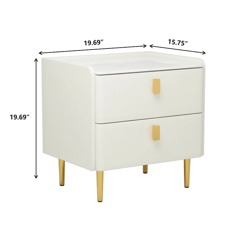 Table de chevet de chambre à coucher moderne de luxe en similicuir à 2 tiroirs