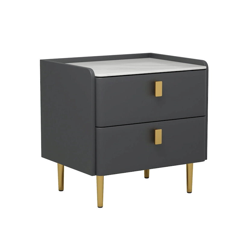 Table de chevet de chambre à coucher moderne de luxe en similicuir à 2 tiroirs