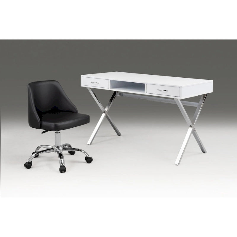 Bureau deux tiroirs avec piétement métallique