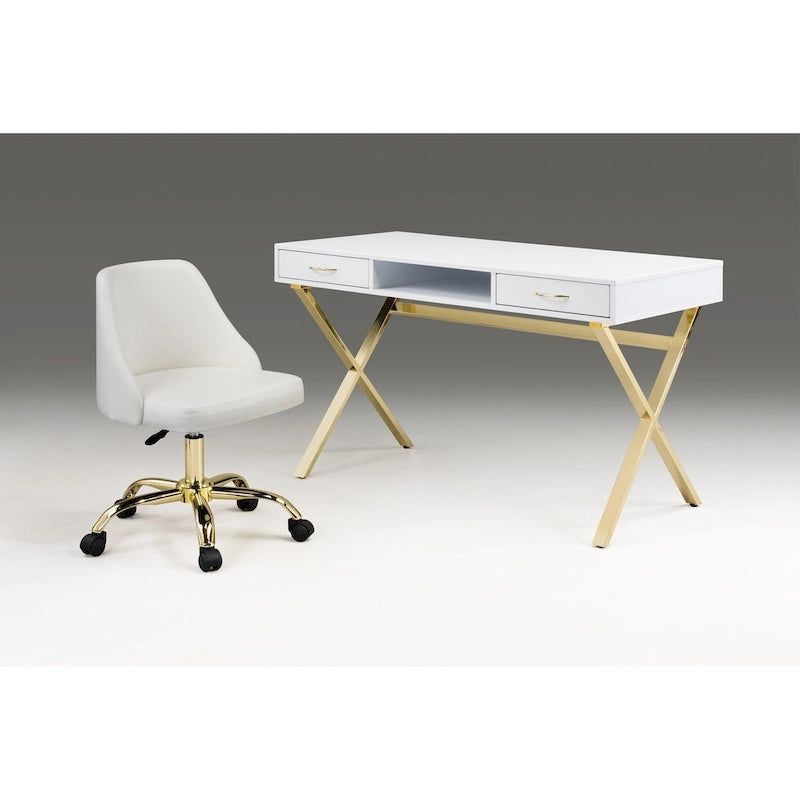 Bureau deux tiroirs avec piétement métallique