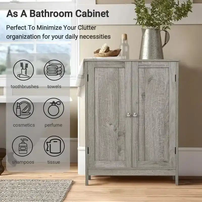 Meuble de rangement pour salle de bain, avec 2 portes et 2 étagères - 29,7P x 59,4L x 79,2H cm